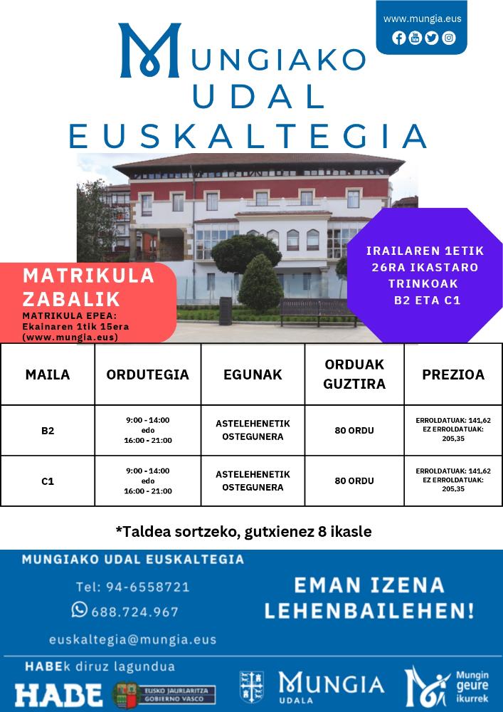 Irudia Mungiako Udal Euskaltegia: iraileko trinkoak