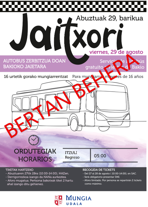 Irudia Bakioko jaietarako Jaitxori, bertan behera