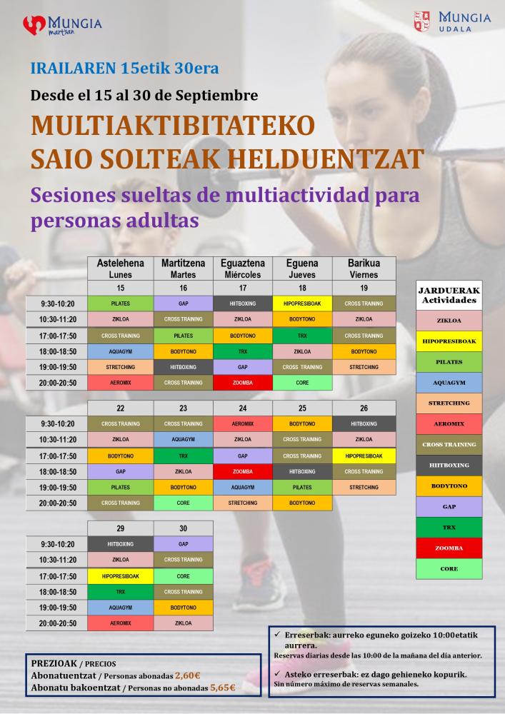 Imagen El Ayuntamiento de Mungia apuesta por el deporte con sesiones de multiactividad para personas adultas 