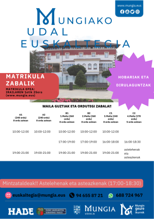 Irudia Mungiako Udal Euskaltegia: 2025-2026 ikasturtea
