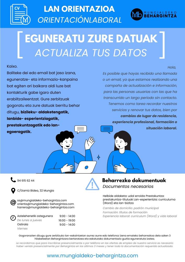 Irudia EGUNERATU ZURE BEHARGINTZAKO DATUAK